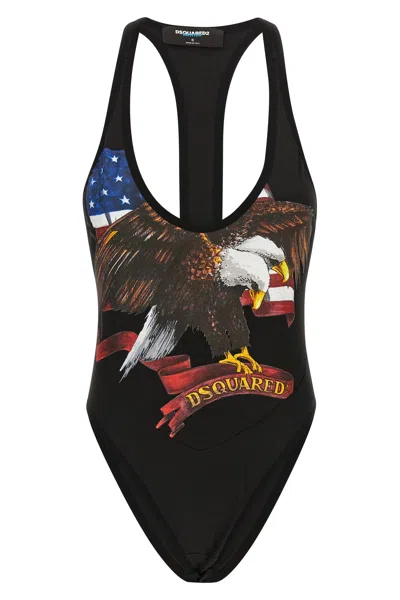 Dsquared2 Better Racerback Graphic Bodysuit In Multi
