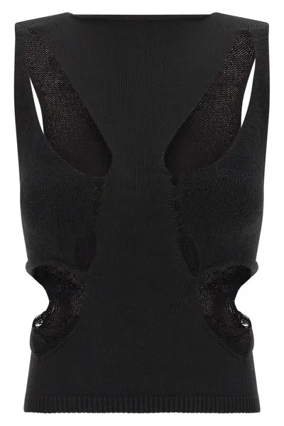 Rick Owens Tanja Black Wool Top In Black