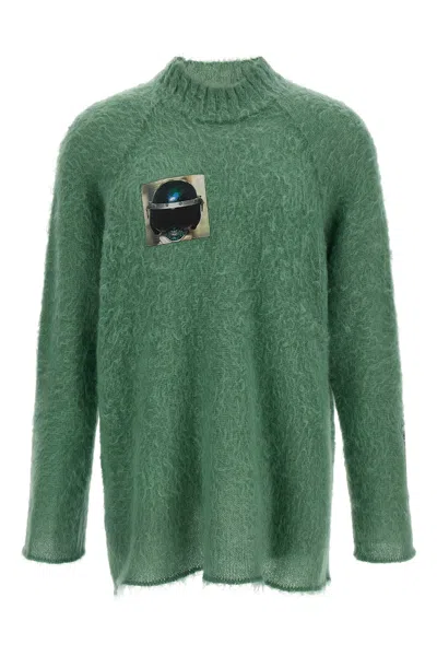 Undercover Textured Knit Sweater Graphic Patch In Green