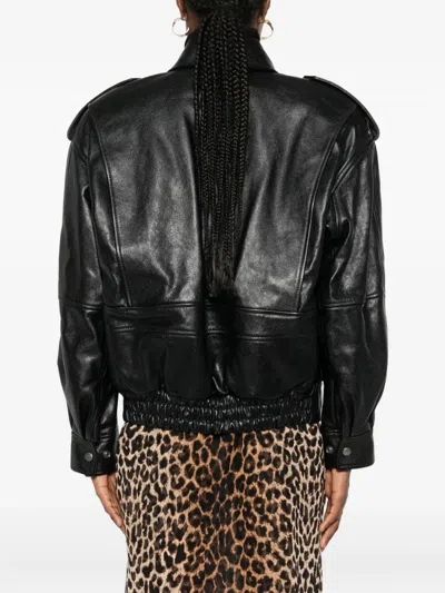 Saint Laurent Flap-pocket Leather Jacket In Black