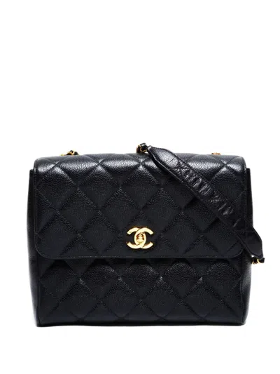 Pre-owned Chanel 1996-1997 Matelassé Square Shoulder Bag In Black