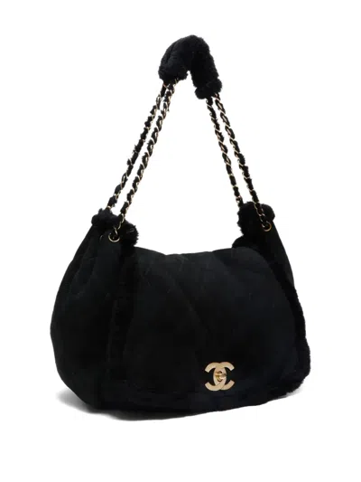 Pre-owned Chanel 2004-2005 Quilted Mouton Shoulder Bag In Black
