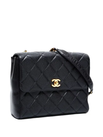 Pre-owned Chanel 1996-1997 Matelassé Square Shoulder Bag In Black