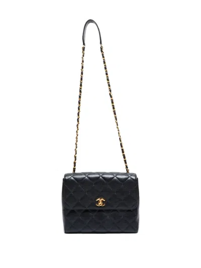 Pre-owned Chanel 1996-1997 Matelassé Square Shoulder Bag In Black
