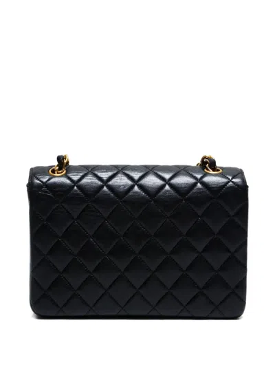 Pre-owned Chanel 1989-1991 Quilted Chain Small Classic Flap Shoulder Bag In Black