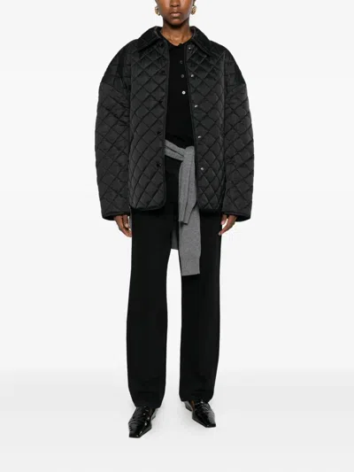 Totême Quilted Jacket Collared Neck Long Sleeves In Black