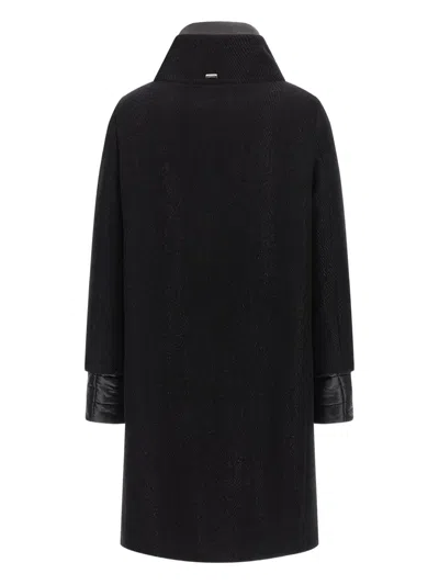 Herno Virgin Wool Coat With High Neck In Black