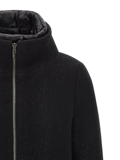 Herno Virgin Wool Coat With High Neck In Black