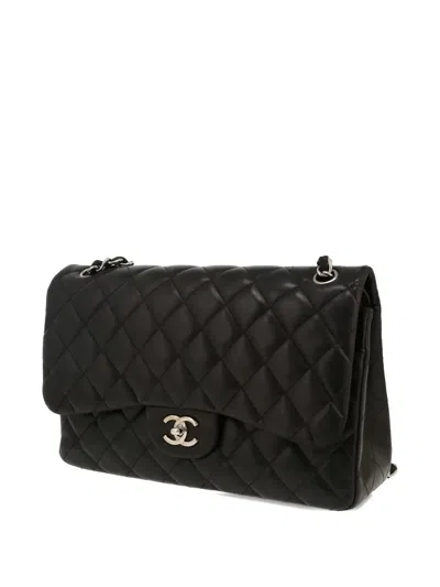 Pre-owned Chanel 2010s Jumbo Classic Flap Quilted Shoulder Bag In Black