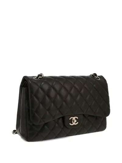 Pre-owned Chanel 2010s Jumbo Classic Flap Quilted Shoulder Bag In Black