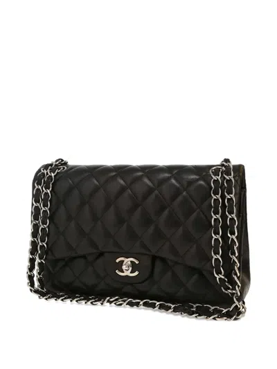 Pre-owned Chanel 2010s Jumbo Classic Flap Quilted Shoulder Bag In Black