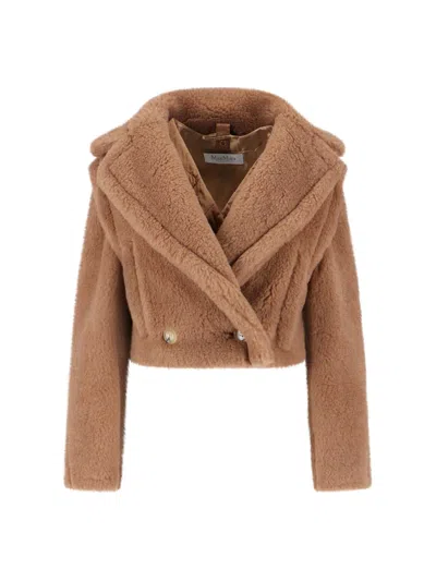 Max Mara Gilet Crop 2-in-1 In Teddy Fabric In Brown