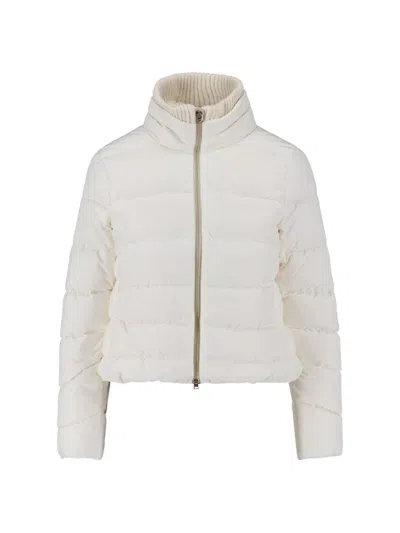 Herno Quilted Jacket With High Collar And Long Sleeves In White