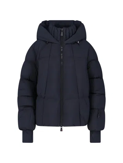 Moncler Ski Jacket With Hood And Elastic Cuffs In Blue