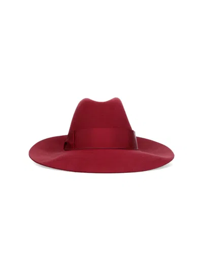 Borsalino Curved Brim Hat In Red