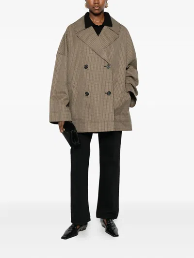 Totême Double-breasted Checked Jacket In Brown