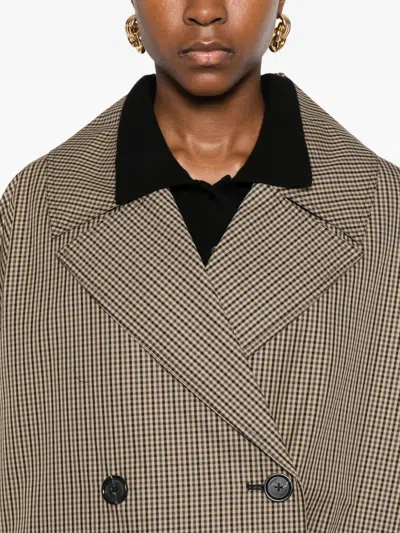 Totême Double-breasted Checked Jacket In Brown
