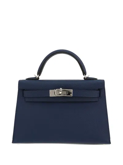 Pre-owned Hermes 2023 Kelly 20 Shoulder Bag In Blue