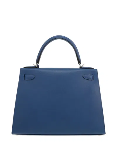Pre-owned Hermes 2025 Kelly 28 Handbag In Blue
