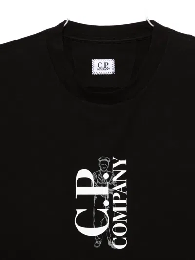 C.p. Company C.p.company Jersey Logo T-shirt In Black