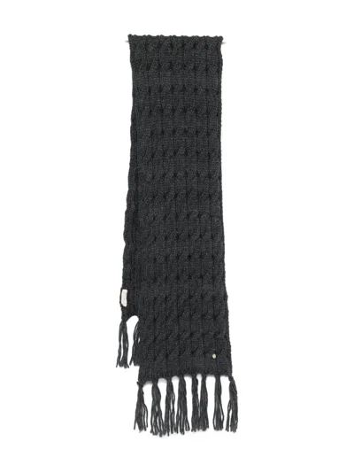 Coccinelle Cable-knit Fringed-edge Scarf In Black