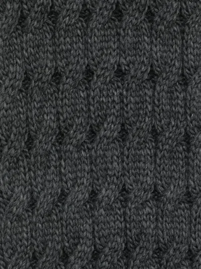 Coccinelle Cable-knit Fringed-edge Scarf In Black