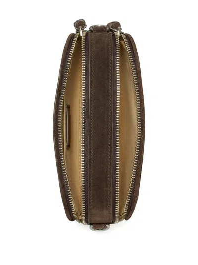 Tory Burch Mini Miller Logo-studded Suede Crossbody Bag In Brown