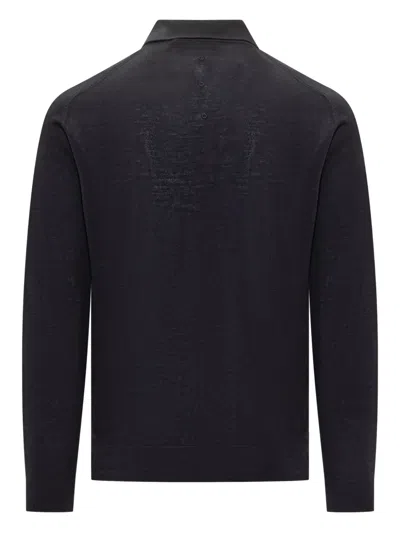 Premiata Buttoned Long-sleeve Polo Shirt In Blue