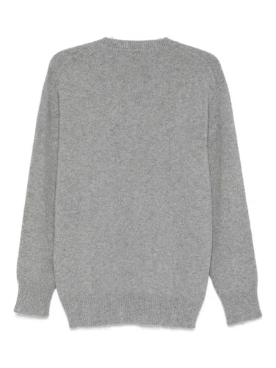 Amaranto Classic Light Grey Crew Neck Sweater In Gray