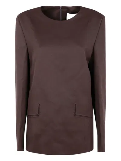 Entire Studios Cut-out Pocket Long-sleeve Top In Brown