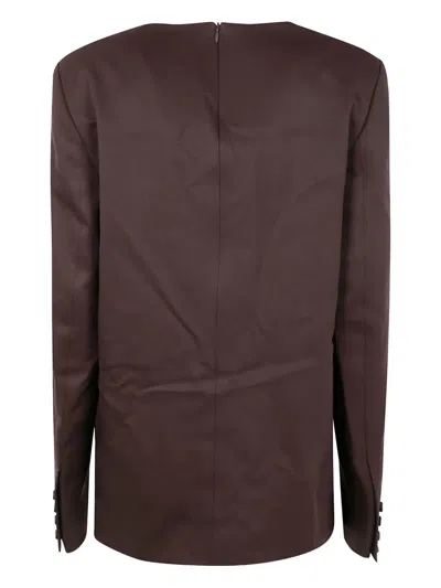 Entire Studios Cut-out Pocket Long-sleeve Top In Brown
