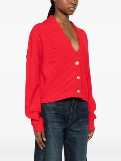Alice And Olivia Holden Foldback Cardigan In Red