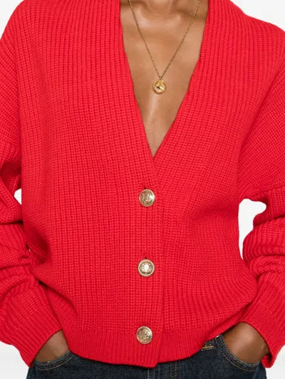 Alice And Olivia Holden Foldback Cardigan In Red