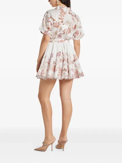 Hemant & Nandita Diza Floral Belted Mini Dress In White