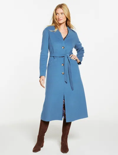 Talbots Plus Petite - Belted Wool Blend Coat - Moonlight Blue - 14  In Blue