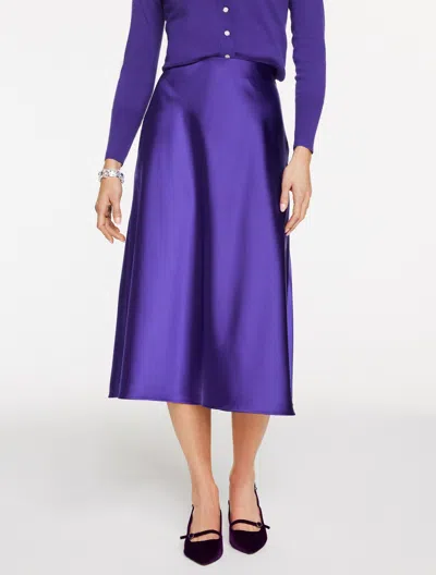 Talbots Plus Petite - Satin Midi Skirt - Brilliant Purple - 14  In Purple