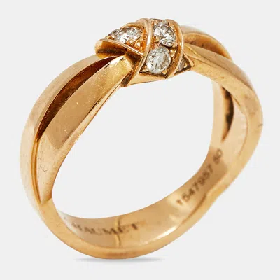 Pre-owned Chaumet Liens Séduction Diamonds 18k Rose Gold Ring Size 50