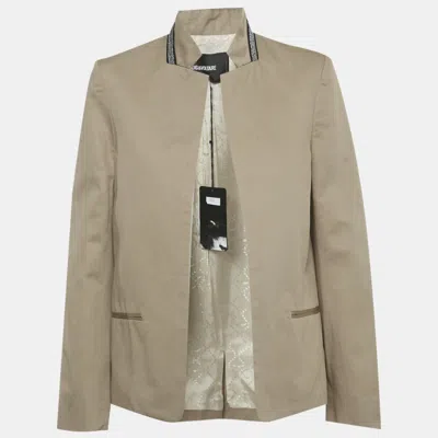 Pre-owned Zadig & Voltaire Beige Gabardine Open Front Volly Jacket M In Sand