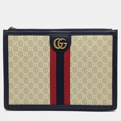 Pre-owned Gucci Multicolor Coated Canvas Ophidia Portfolio Case