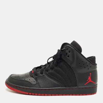 Pre-owned Air Jordans Black Leather And Mesh Air Jordan 1 High Top Sneakers Size 43