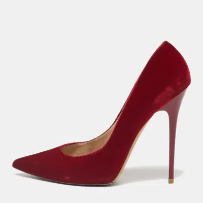 Pre-owned Jimmy Choo Red Velvet Anouk Pointed Toe Pumps Size 40.5