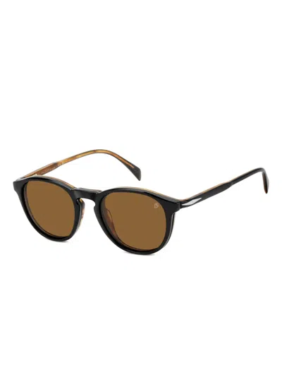 Eyewear By David Beckham Round-frame Clip-on Glasses In Brown