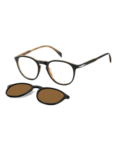 Eyewear By David Beckham Round-frame Clip-on Glasses In Brown