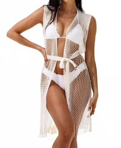 Luli Fama Quite The Catch Short Caftan In White In White