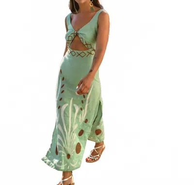 Aether Apparel Island Greece Dream Dress In Green Multi In Green