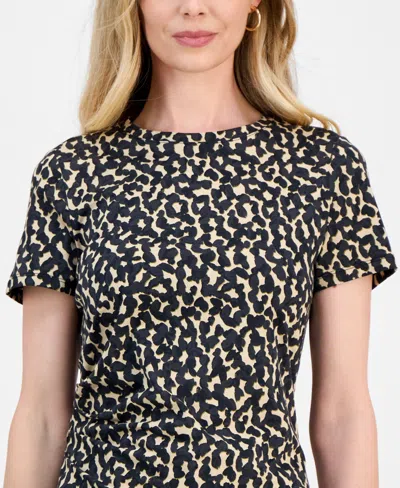 Inc International Concepts Petite Cotton Ruched-side T-shirt, Macy's Exclusive In Black