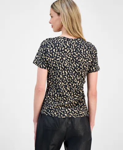 Inc International Concepts Petite Cotton Ruched-side T-shirt, Macy's Exclusive In Black