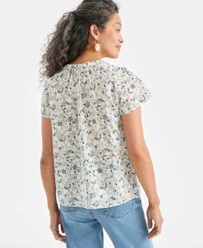 Style & Co Women's Printed Flutter-sleeve Top, Macy's Exclusive In Multi