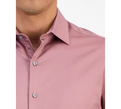 Alfani Mens Temperature Regulating Solid Dress Shirt Slim Regular Fit In Blue