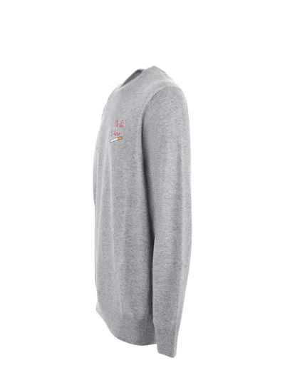 Mc2 Saint Barth Grey Crewneck Sweater With Cigarette Print In Gray